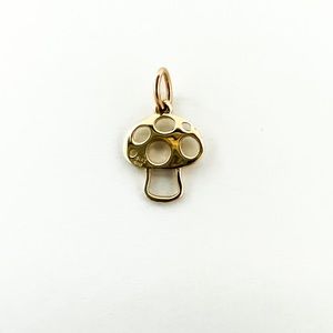 14K Yellow Gold Mushroom Charm Pendant